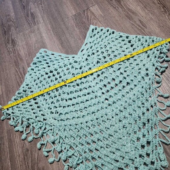 Vintage Y2K handmade soft & comfy aqua crochet poncho - Picture 7 of 8